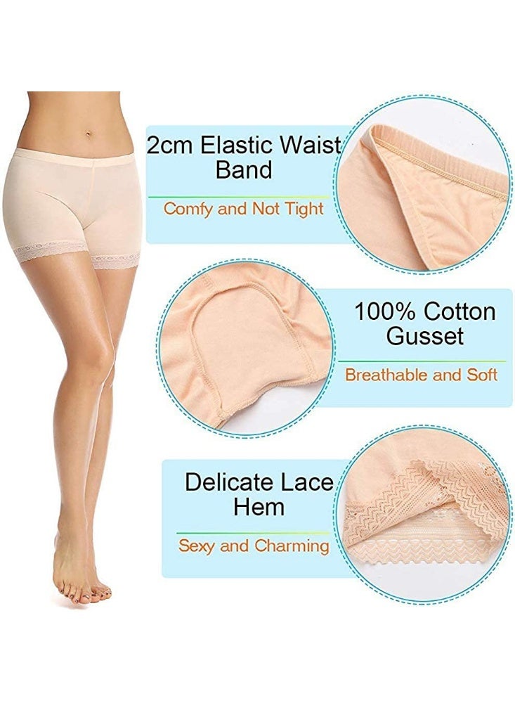 Glamroot Women's/Girl's Cotton Lycra Shorts with Lace Trim Cycling Shorts/Safety Shorts/Under Skirt Shorts/Night Shorts, White/Beige/Grey, Pack Of 3 - Image 5