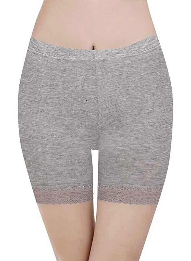 Glamroot Women's/Girl's Cotton Lycra Shorts with Lace Trim Cycling Shorts/Safety Shorts/Under Skirt Shorts/Night Shorts, White/Beige/Grey, Pack Of 3 - Image 4