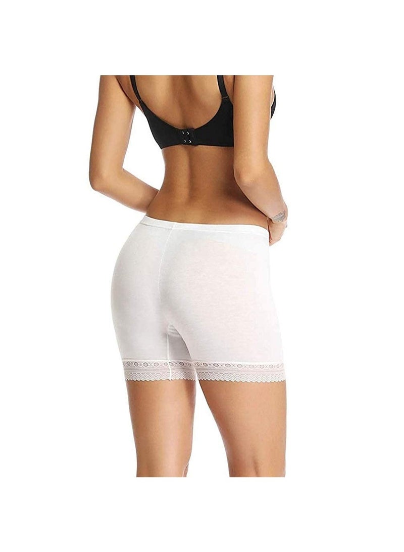 Glamroot Women's/Girl's Cotton Lycra Shorts with Lace Trim Cycling Shorts/Safety Shorts/Under Skirt Shorts/Night Shorts, White/Beige/Grey, Pack Of 3 - Image 3