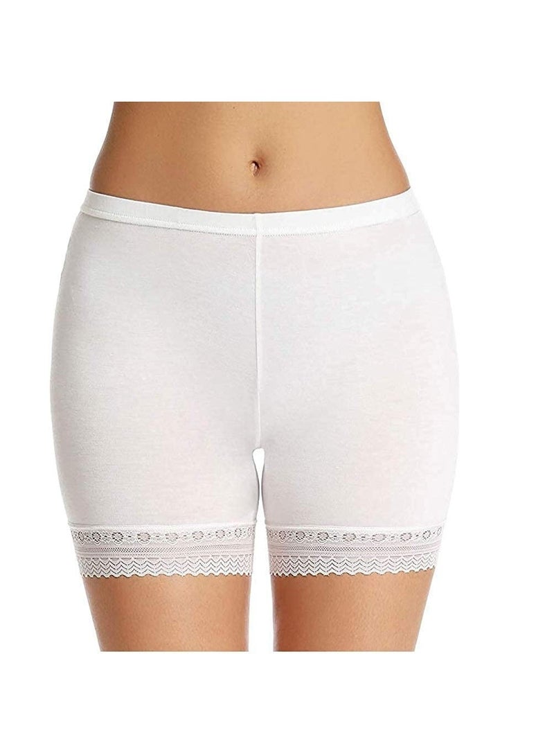 Glamroot Women's/Girl's Cotton Lycra Shorts with Lace Trim Cycling Shorts/Safety Shorts/Under Skirt Shorts/Night Shorts, White/Beige/Grey, Pack Of 3 - Image 2