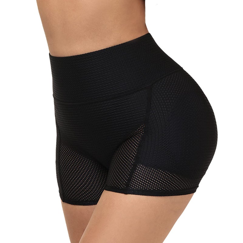 Lu's Chic Women's Padded Shapewear Shorts Thigh Butt Lifter Mesh Body Shaper Shorts Butt Hip Padding High Waisted Hip Enhancer Tummy Control Underwear Black Large - Image 4