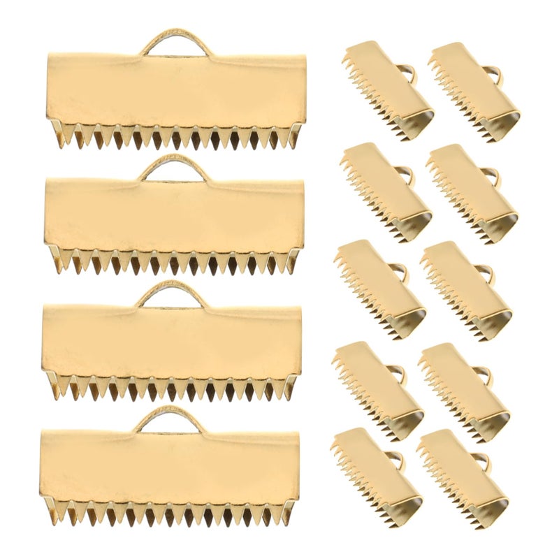 Stainless Steel Gold Crimp Ends 20pcs Jewelry Making Bead Connectors for Bracelets Necklaces DIY Crafts - Image 2