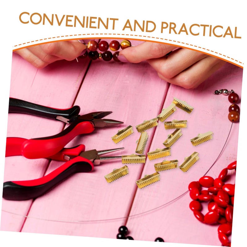 Stainless Steel Gold Crimp Ends 20pcs Jewelry Making Bead Connectors for Bracelets Necklaces DIY Crafts - Image 4