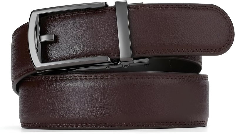 Contacts Genuine Leather Belt for Men with Easier Adjustable Autolock Buckle Fit Everywhere |Formal & Casual | Elegant Gift Box (Waist Size Fit from 28" to 42") - Image 1