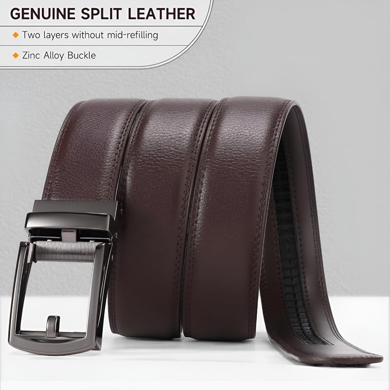 Contacts Genuine Leather Belt for Men with Easier Adjustable Autolock Buckle Fit Everywhere |Formal & Casual | Elegant Gift Box (Waist Size Fit from 28" to 42") - Image 2
