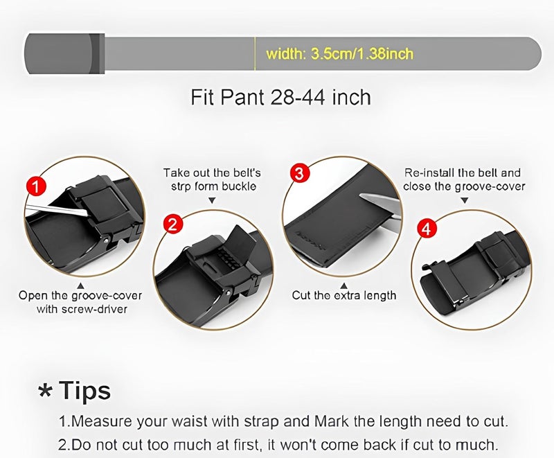 Contacts Genuine Leather Belt for Men with Easier Adjustable Autolock Buckle Fit Everywhere |Formal & Casual | Elegant Gift Box (Waist Size Fit from 28" to 42") - Image 5