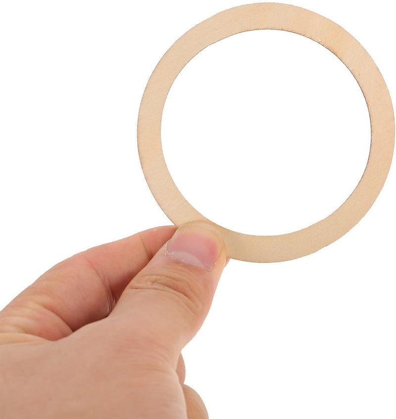 Healifty 30pcs 7.5cm Flat Wooden Rings DIY Unfinished Wood Circles for Crafting Handbag Connectors and Decorative Wood Hoops for Handmade Projects - Image 4