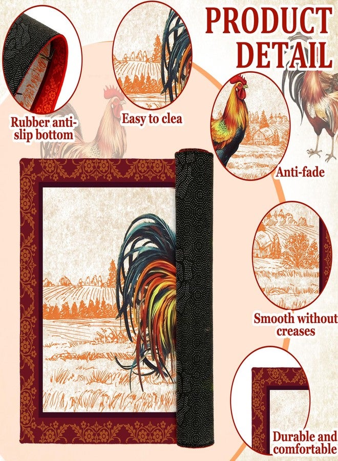 Bencailor 2 Pcs Rooster Kitchen Rugs Set Kitchen Decor Chicken Rugs Farmhouse Non Slip Rooster Door Mats Washable Decorative Doormat Absorbent Carpet for Floor Indoor Outdoor Home(17"x47"+17"x30") - Image 5