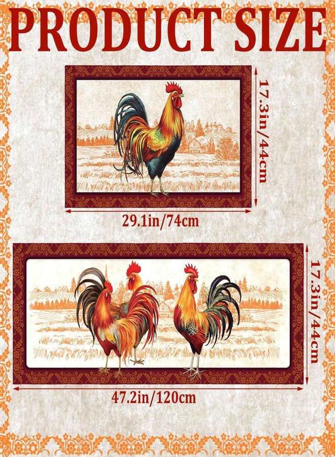 Bencailor 2 Pcs Rooster Kitchen Rugs Set Kitchen Decor Chicken Rugs Farmhouse Non Slip Rooster Door Mats Washable Decorative Doormat Absorbent Carpet for Floor Indoor Outdoor Home(17"x47"+17"x30") - Image 3