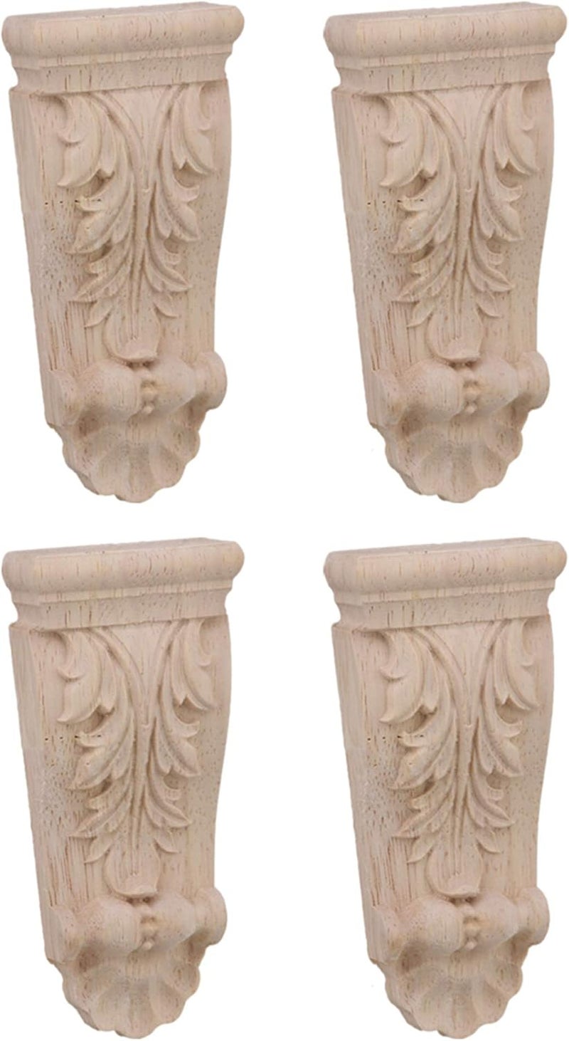 Homeswitch 4X European Wood Carved Corner Onlay Applique Door Cabinet Unpainted (F45) - Image 1