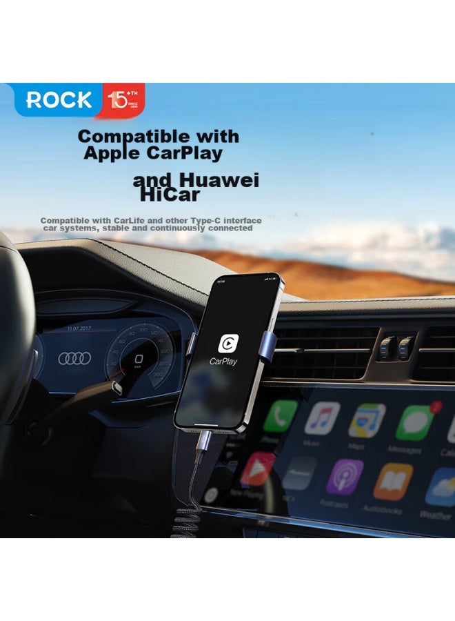 Rock Dual-head Type-c Data Cable, Car Charging Cable, Spring-loaded Retractable Pd60w, Suitable For Apple Iphone 16 Pro Max/15, Huawei P70, Honor Carplay, Xiaomi - Image 5