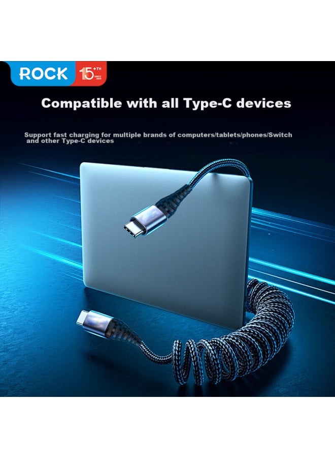Rock Dual-head Type-c Data Cable, Car Charging Cable, Spring-loaded Retractable Pd60w, Suitable For Apple Iphone 16 Pro Max/15, Huawei P70, Honor Carplay, Xiaomi - Image 4