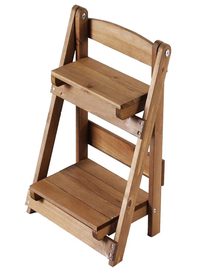 Primo Supply Wooden Ladder Shelf (1-Pack) - Vintage Step-Style Tabletop Decor Rack -2-Tiered Plant Stand - Stair-Type Desktop Organizer Storage Rack - Desk Storage Rack Shelf - Home Decor Wood Countertop Shelf… - Image 1
