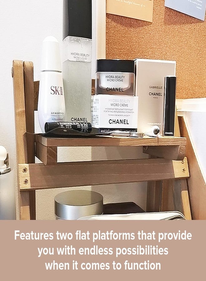 Primo Supply Wooden Ladder Shelf (1-Pack) - Vintage Step-Style Tabletop Decor Rack -2-Tiered Plant Stand - Stair-Type Desktop Organizer Storage Rack - Desk Storage Rack Shelf - Home Decor Wood Countertop Shelf… - Image 4