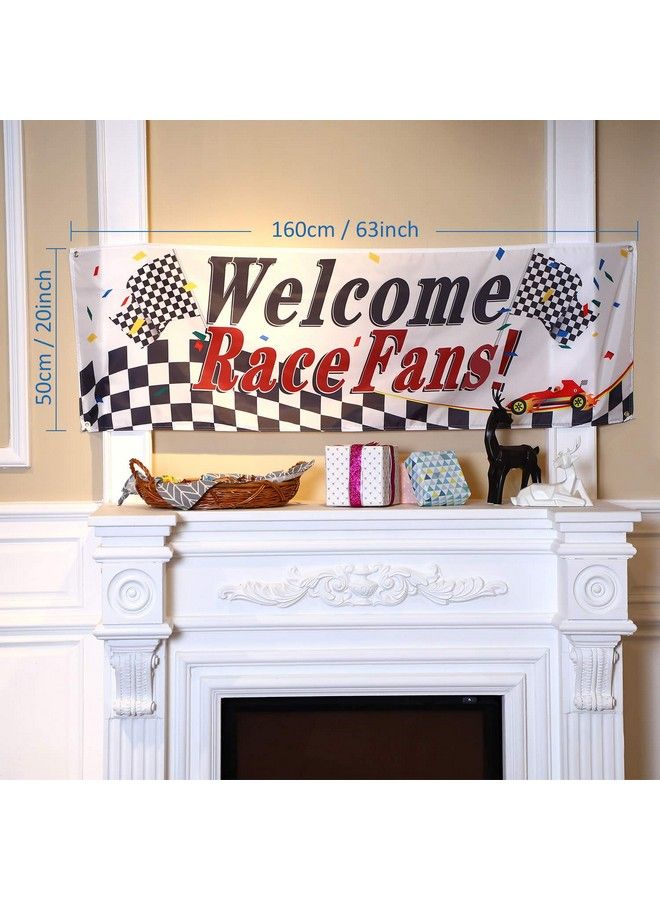 Blulu Racing Party Decorations Welcome Race Fans Banner Racing Party Suppliers Race Car Banner Garland Backdrop Photo Booth Props Racing Car Birthday Party Decor - Image 3