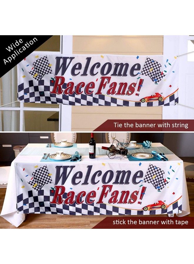 Blulu Racing Party Decorations Welcome Race Fans Banner Racing Party Suppliers Race Car Banner Garland Backdrop Photo Booth Props Racing Car Birthday Party Decor - Image 5
