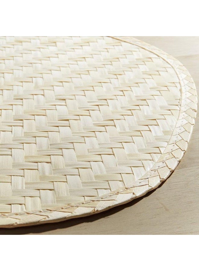 مفرش طاولة دائري من عشبة البحر الطبيعية، قطر 37 سم، مفرش طاولة منسوج بطبقة أكريليك واقية، مفرش ديكوري لطاولة الطعام والمطبخ وديكور المنازل الريفية والبوهو والطراز الريفي - Image 2