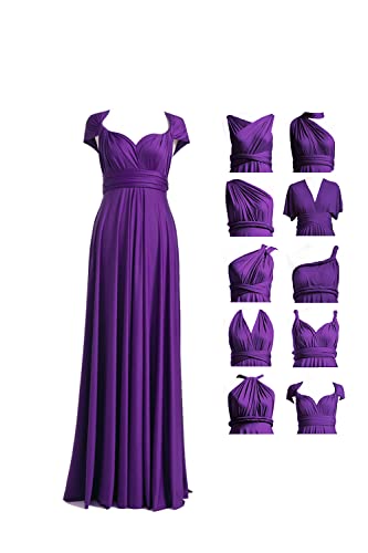 72styles Bridesmaid Convertible Infinity Dress Party Prom Evening Gowns Maxi Wrap Long Dresses Purple - Image 1