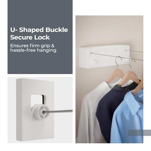 Lifelong Retractable Heavy Duty Clothesline 27.5 ft Total (13.8 Each) |40kg Capacity (20kg Each) Wall Mounted Laundry Dryer| SS304 Rope for Indoor Outdoor Use |Drying Rack for Bathroom, Balcony & Home - Image 2