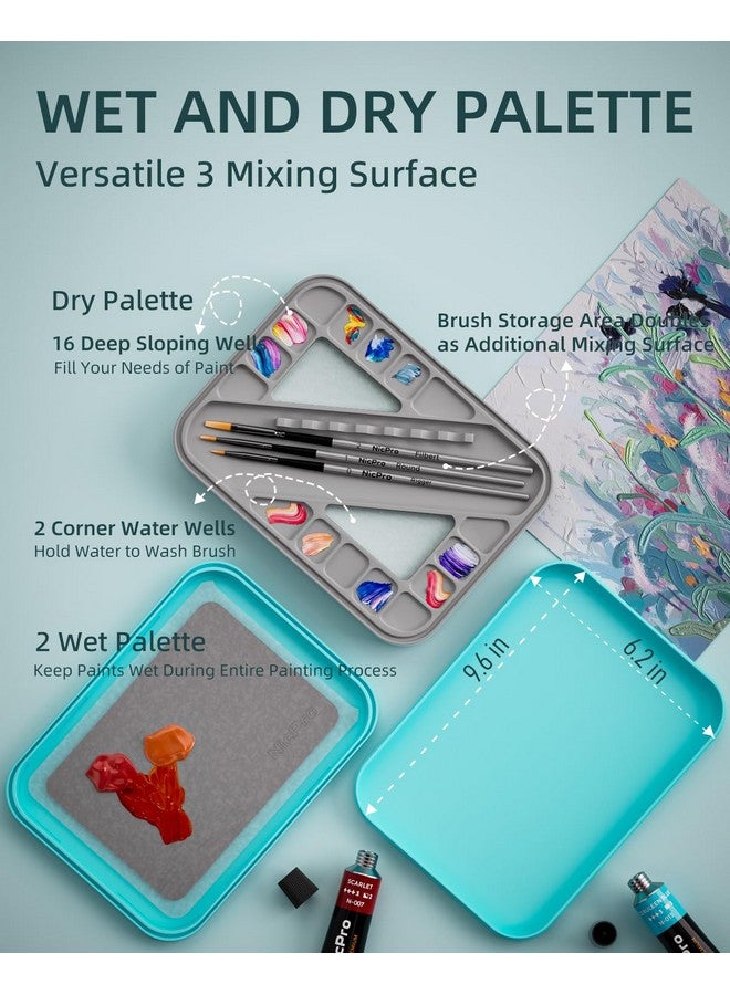 Nicpro Stay Wet Palette for Acrylic Miniature Painting Kit, Paint Tray Palettes with 100PCS Pallet Paper, 4PCS Sponge, Brush Holder Mixing Paint Saver Palette for Warhammer 40K Model Paint - Image 5