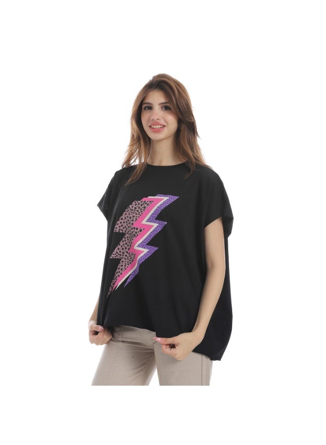 Cocktail 2711-Printed T-shirt-black - Image 2