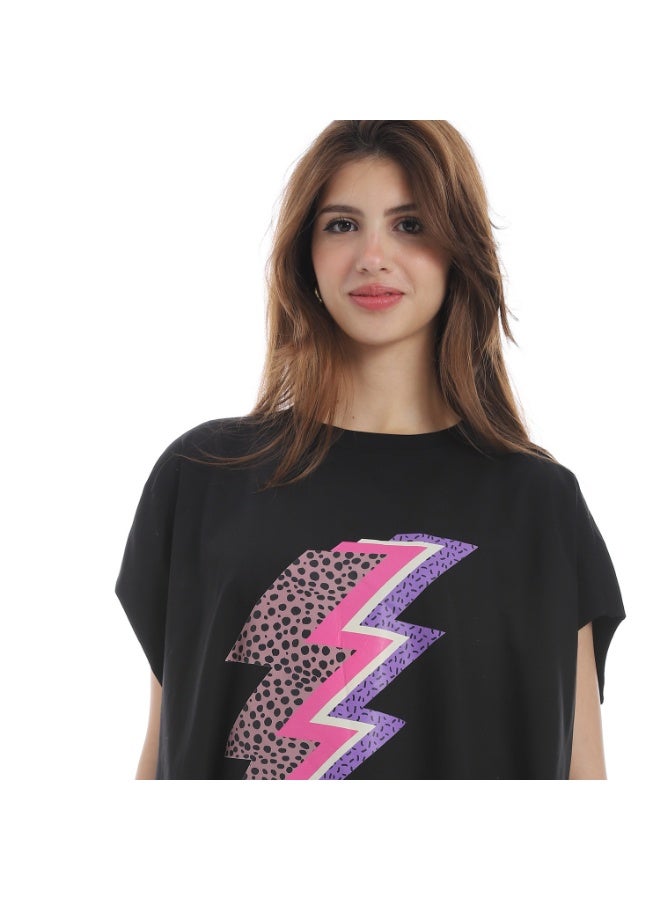 Cocktail 2711-Printed T-shirt-black - Image 4