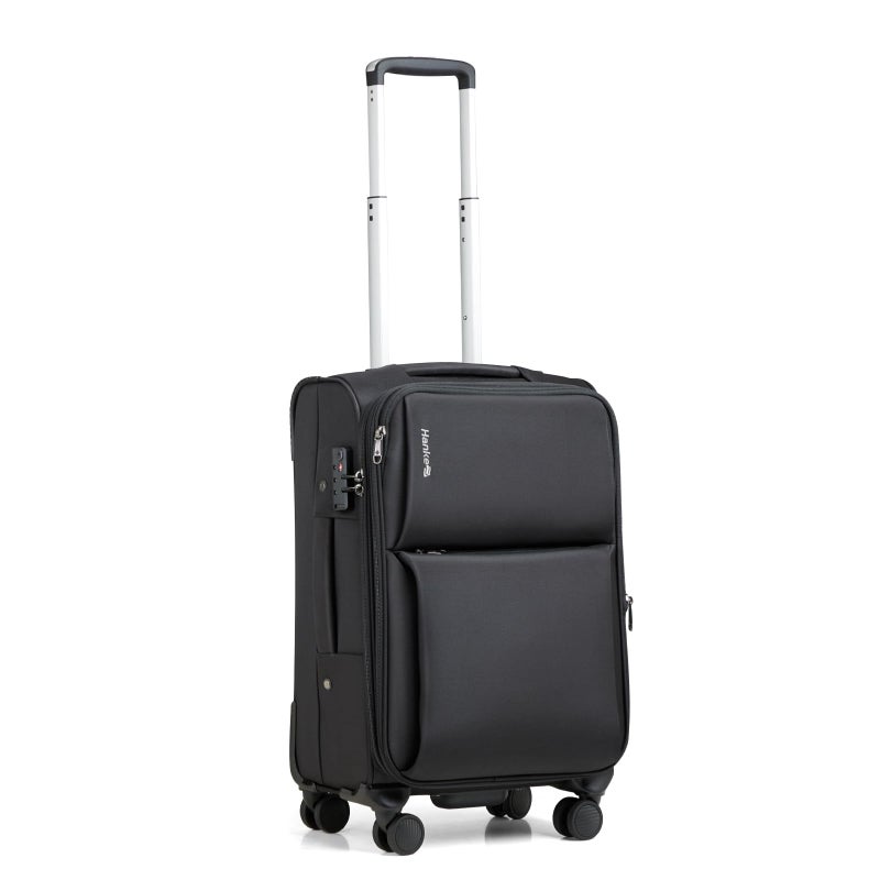 Hanke Softside Expandable 20 Inch Carry On Luggage with Wheels Airline Approved, TSA Luggage Lightweight Rolling Suitcases for Travel Carry On Bag(Black) - Image 1