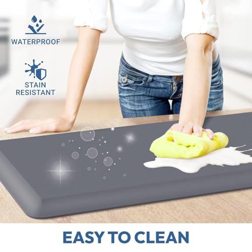 StepLively 4/5 Inch Thick Kitchen Mat - Cushioned Anti Fatigue Mats for Kitchen Floor - Easy to Clean, Waterproof, Non-Slip Kitchen Rug for Sink, Office, Kitchen (17''x24'' Grey) - Image 3