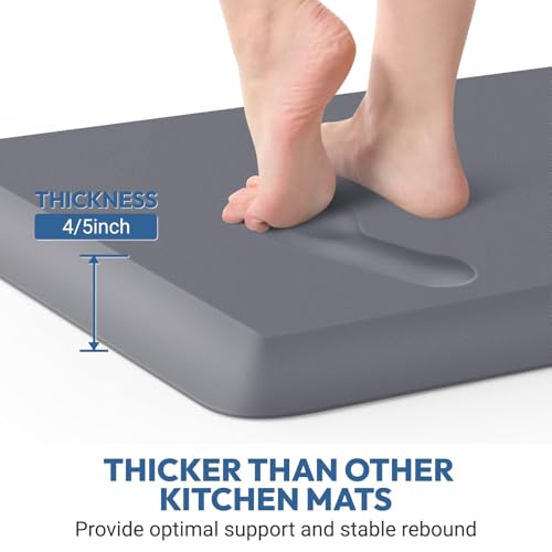 StepLively 4/5 Inch Thick Kitchen Mat - Cushioned Anti Fatigue Mats for Kitchen Floor - Easy to Clean, Waterproof, Non-Slip Kitchen Rug for Sink, Office, Kitchen (17''x24'' Grey) - Image 2