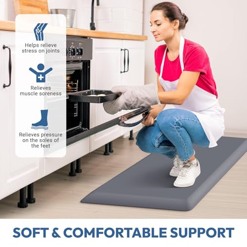StepLively 4/5 Inch Thick Kitchen Mat - Cushioned Anti Fatigue Mats for Kitchen Floor - Easy to Clean, Waterproof, Non-Slip Kitchen Rug for Sink, Office, Kitchen (17''x24'' Grey) - Image 4