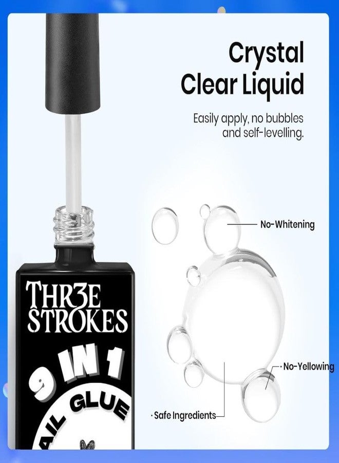 ضربات THR3E طلاء أظافر جل THR3E STROKES 9 في 1، غراء أظافر جل لأطراف الأظافر الأكريليك الشفافة، 15 مل، طقم أظافر يدوم طويلاً لأطراف الأظافر الصناعية، قاعدة أظافر متفتحة، فن أظافر عيد الميلاد، يتطلب ضوء الأشعة فوق البنفسجية (تركيبة سميكة) - Image 5