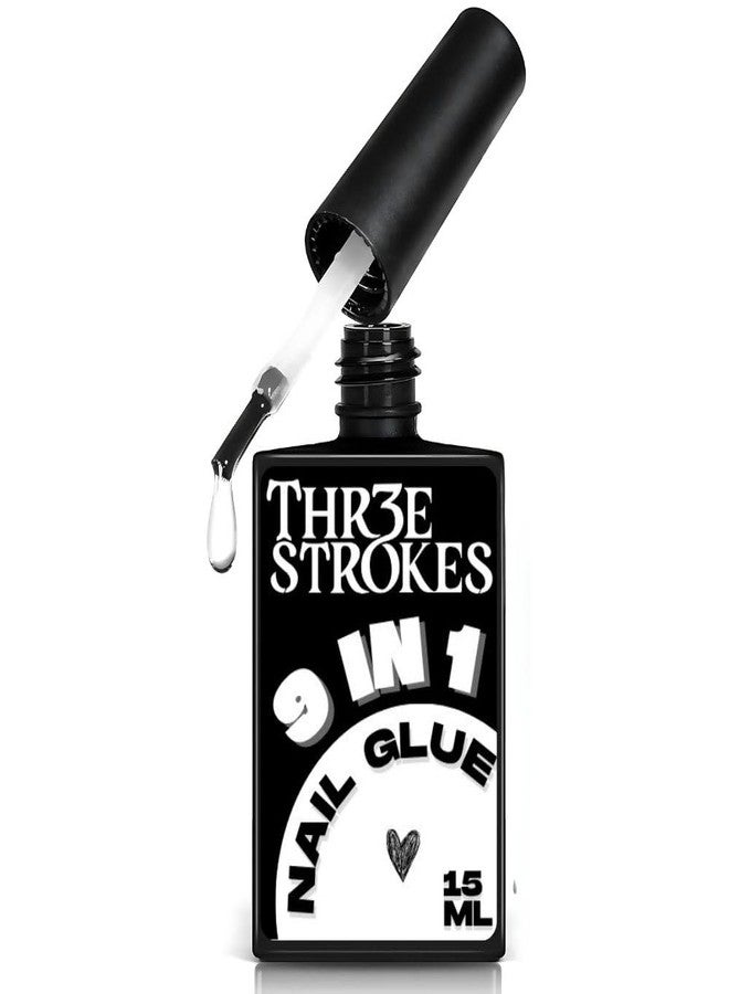 ضربات THR3E طلاء أظافر جل THR3E STROKES 9 في 1، غراء أظافر جل لأطراف الأظافر الأكريليك الشفافة، 15 مل، طقم أظافر يدوم طويلاً لأطراف الأظافر الصناعية، قاعدة أظافر متفتحة، فن أظافر عيد الميلاد، يتطلب ضوء الأشعة فوق البنفسجية (تركيبة سميكة) - Image 1