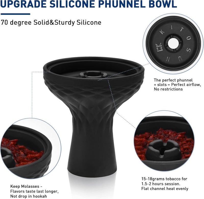 KITOSUN Hookah Bowl Set with HMD - Vulcan Heat Management Device + Silicone Phunnel Bowl Save Shisha Flavors Easy Smoke Great Air Flow for Better Smoking - Image 5