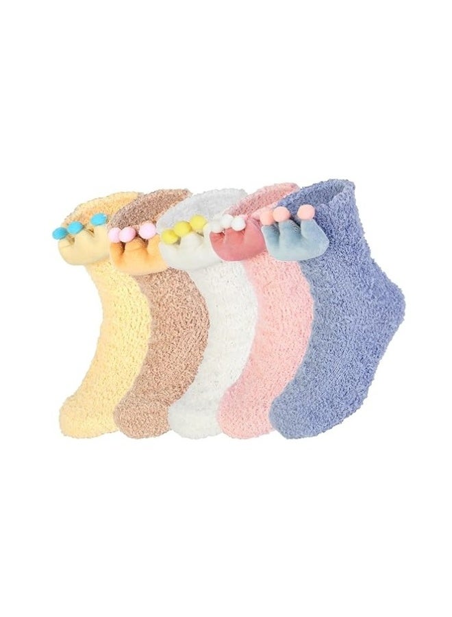 Fluffy Socks for Women and Girls Winter Warm Cosy Socks Thicken Fleece Comfy Thermal Fuzzy Socks Home Slipper Socks Multipack Bed Socks Coral Velvet Socks for Casual Home Sleeping 5 Pairs - Image 1