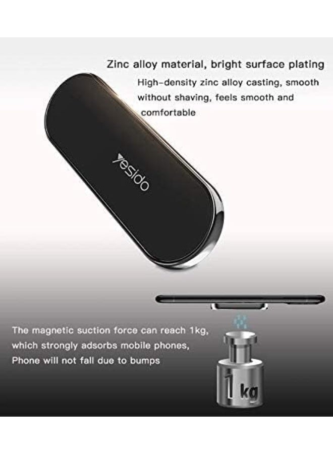 Yesido Magnetic Dashboard Car Phone Holder | Strong Magnet Mount for 3.5"–7" Smartphones | 360° Rotation | Universal Mobile Stand for Car – Black - Image 3