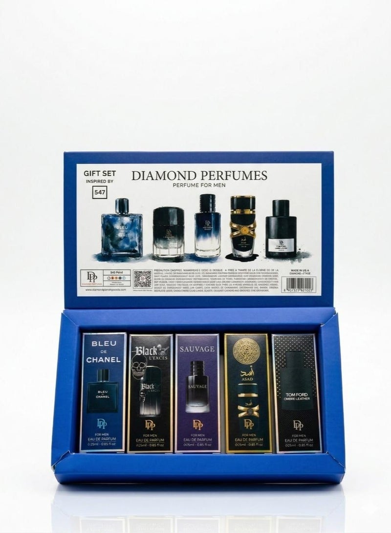 Diamond Perfumes Perfume Gift Set No.547 - 5pcs*25ml - For Men - Image 4
