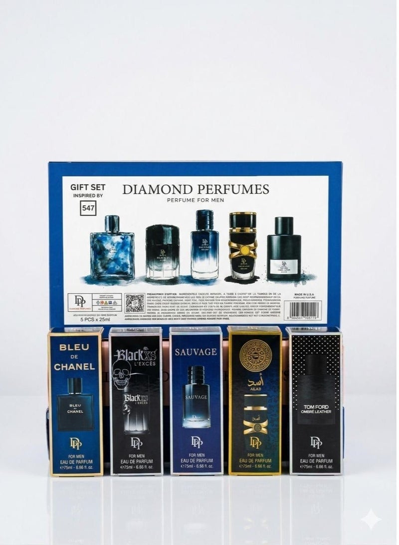 Diamond Perfumes Perfume Gift Set No.547 - 5pcs*25ml - For Men - Image 2
