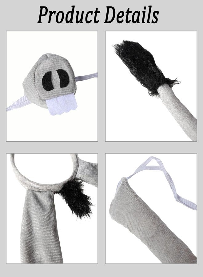Gvhntk 4 Pcs Donkey Costume Accessory Set Donkey Ears Headband Tail Nose Bow Tie Animal Fancy Costume Accessories for Halloween Cosplay Party - Image 5