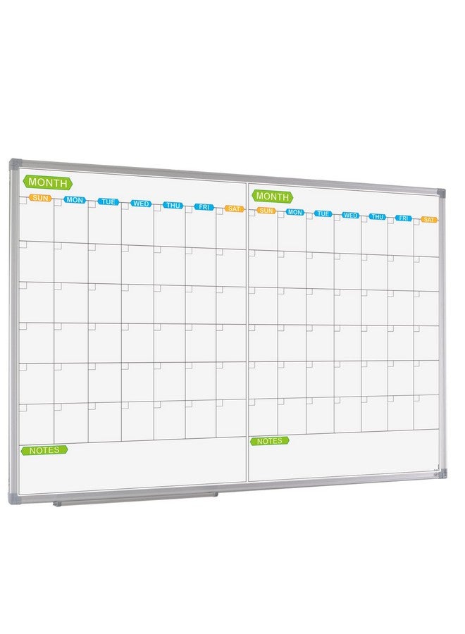 JILoffice Magnetic Dry Erase Calendar Whiteboard, 2 Month White Board Planner 36 X 24 Inch, Silver Aluminum Frame Wall Mounted Board for Office Home and School - Image 1