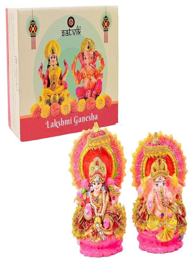كرافتس مان مجموعة تماثيل لاكشمي غانيشا (قطعة واحدة، 5.5-6 بوصة) من كرافتسمان - تمثال طيني لامع مصنوع يدويًا، مثالي لتزيين المنزل وهدية روحية، ولطقوس ديوالي. - Image 5
