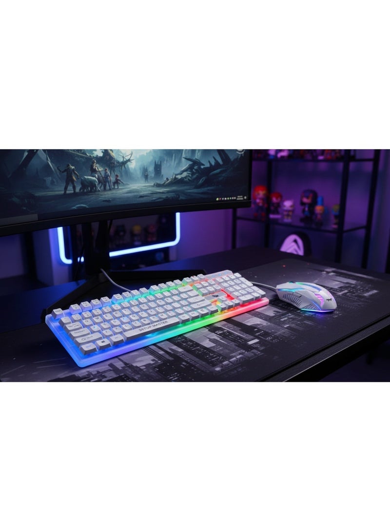 سيت أب ماستر طقم قيمنق SK 120 (كيبورد + ماوس) من سيت اب ماستر | يدعم PC و PS5 - عربي/إنجليزي لون ابيض - Image 5