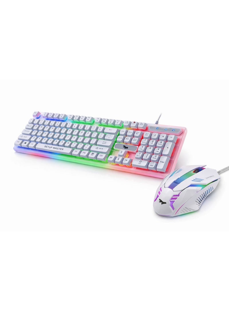 سيت أب ماستر طقم قيمنق SK 120 (كيبورد + ماوس) من سيت اب ماستر | يدعم PC و PS5 - عربي/إنجليزي لون ابيض - Image 2