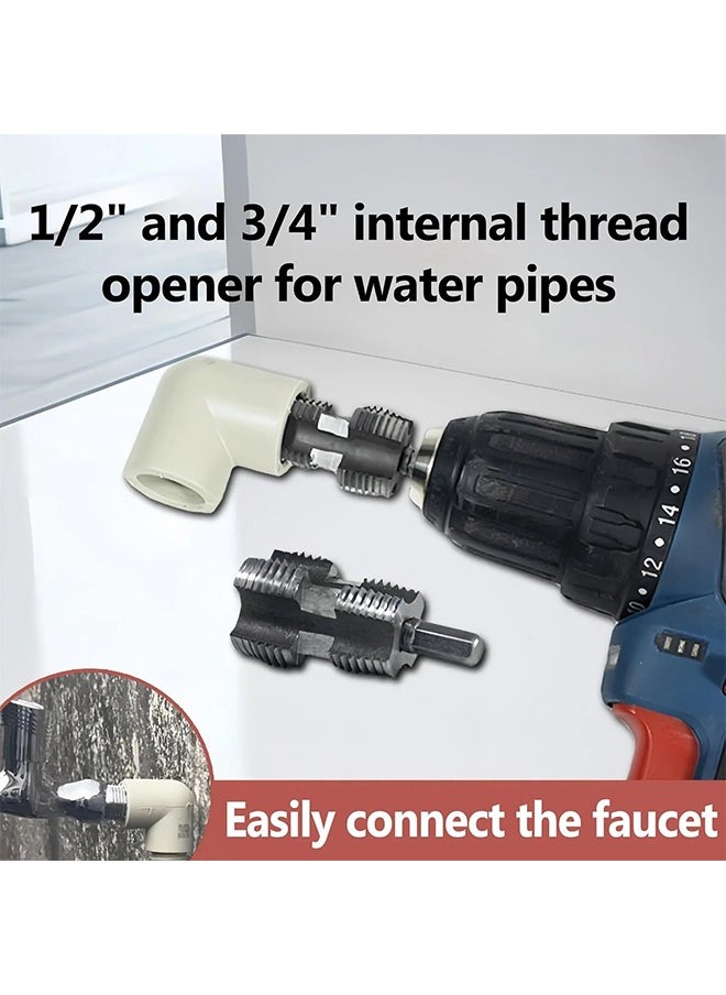 MVAQKLM  - Electric Drill Compatible PVC Pipe Threader Kit, PVC Pipe Threader with 3 Dies, 1/2", 3/4", 1",PVC Thread Maker Tool for Electric Drill - Plastic Pipe Tap Die Set, Pipe Threader Kit - Image 1