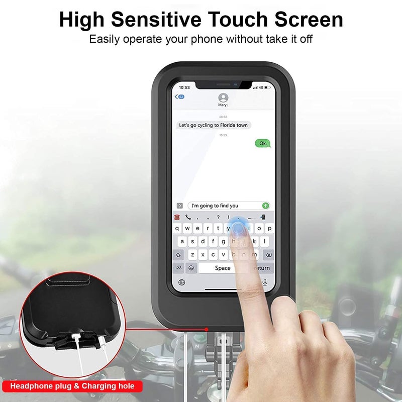 MARMIX 360° Rotation Waterproof Bike Phone Mount – Universal Motorcycle & Bicycle Handlebar Mobile Holder with Touch-Sensitive Screen – Fits 4 to 7.2 Inch Smartphones - Image 2