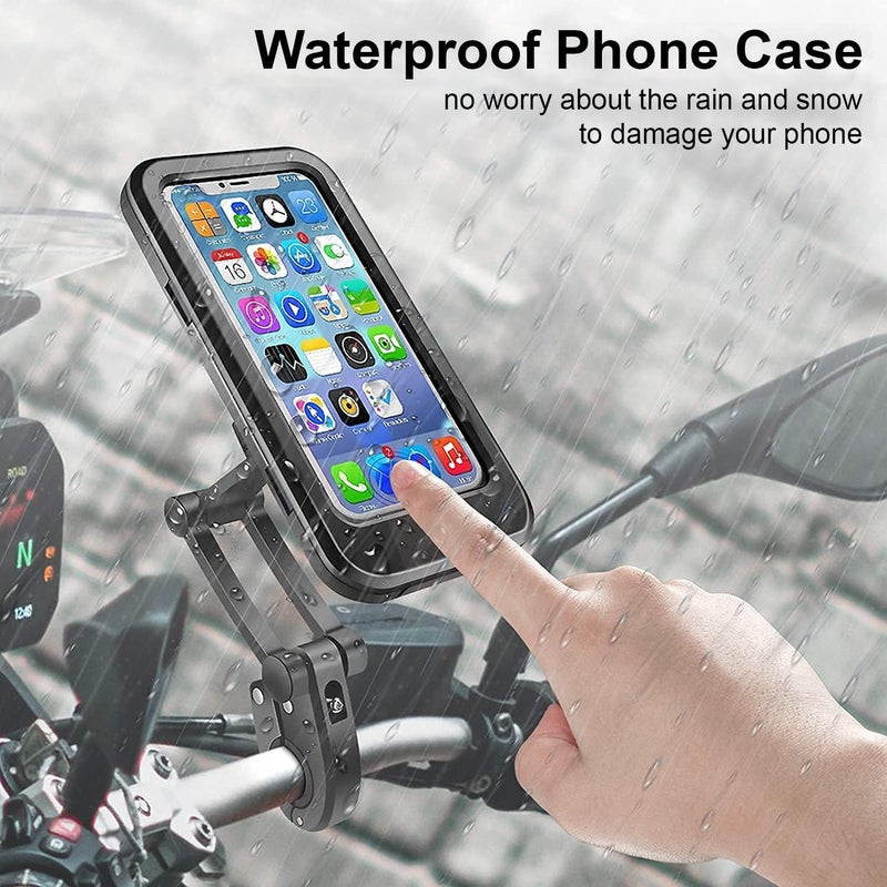 MARMIX 360° Rotation Waterproof Bike Phone Mount – Universal Motorcycle & Bicycle Handlebar Mobile Holder with Touch-Sensitive Screen – Fits 4 to 7.2 Inch Smartphones - Image 3