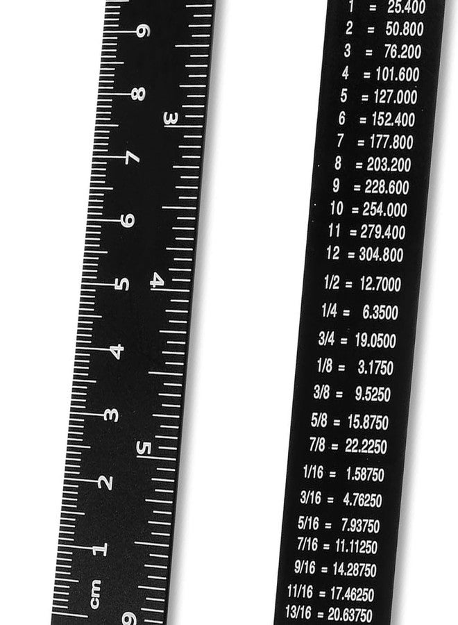مجموعة مسطرة معدنية سوداء من هاكزيون، 30 قطعة، مسطرة من سبائك الألومنيوم بمقاس 6/8/12 بوصة مع جدول تحويل من بوصة إلى سم، مجموعة مسطرة معدنية مترية للهندسة المكتبية والقياس والرسم - Image 4