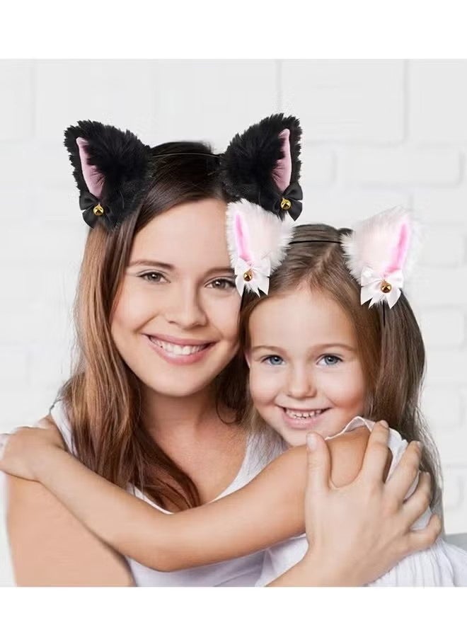 YJ Pack of 2 Plush Cat & Fox Ears Headbands | Cute Anime Cosplay Hair Accessories for Kids & Women - Image 5