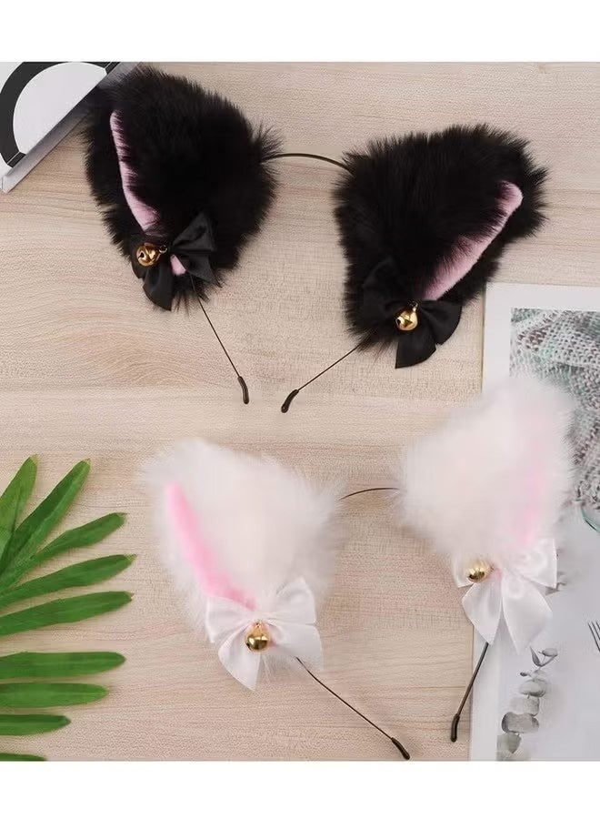 YJ Pack of 2 Plush Cat & Fox Ears Headbands | Cute Anime Cosplay Hair Accessories for Kids & Women - Image 4