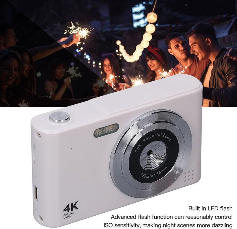 Aramox 48MP Digital Camera 16X Zoom Anti Shake Fun Filters White - Image 4
