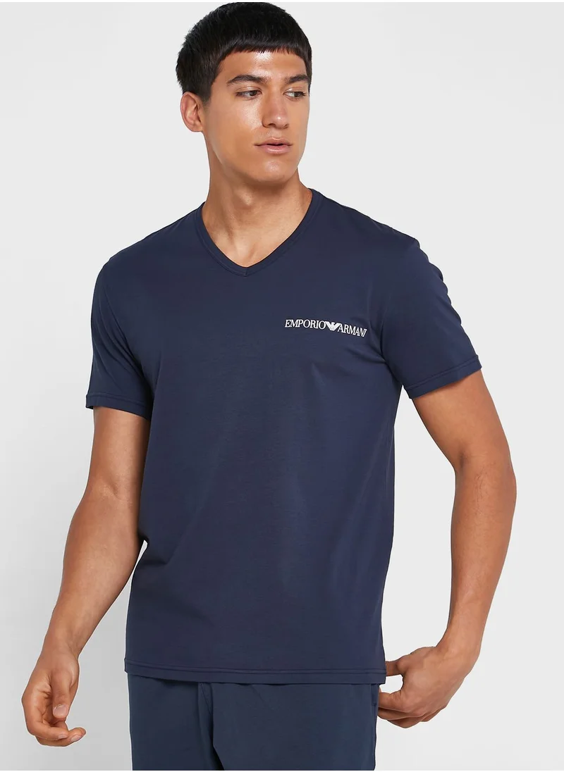 EMPORIO ARMANI 2 Pack Logo V-Neck T-Shirts